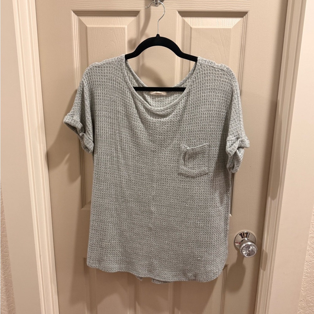 Relaxed Waffle Short Sleeve Top in Grey